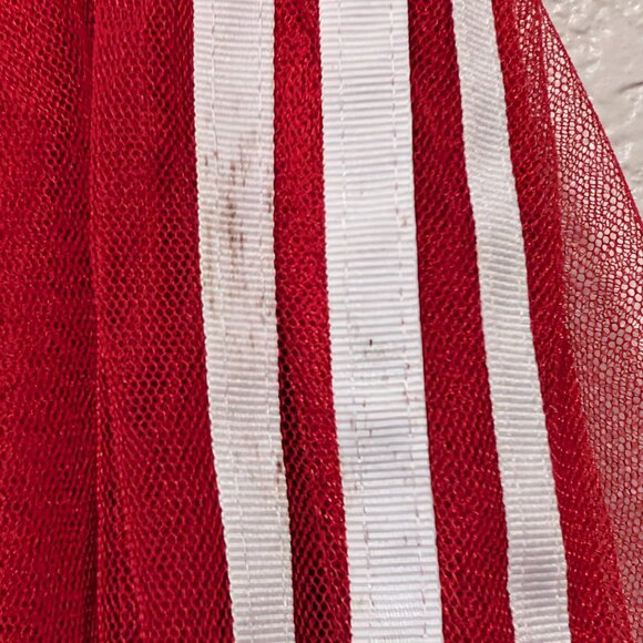 Adidas Womens Size XL Red Tulle Mesh Overlay 3 Side Stripes Pullon Midi Skirt - Picture 7 of 11